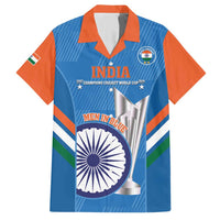 Custom India Cricket Family Matching Short Sleeve Bodycon Dress and Hawaiian Shirt 2nd Champions World Cup Men In Blue - Wonder Print Shop