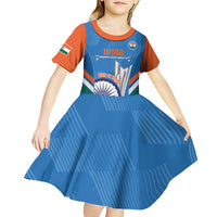Custom India Cricket Kid Short Sleeve Dress 2nd Champions World Cup Men In Blue - Wonder Print Shop