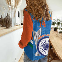 Custom India Cricket Women Casual Shirt 2nd Champions World Cup Men In Blue - Wonder Print Shop