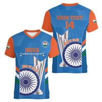 Custom India Cricket Women V-Neck T-Shirt 2nd Champions World Cup Men In Blue - Wonder Print Shop