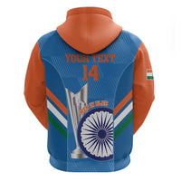 Custom India Cricket Zip Hoodie 2nd Champions World Cup Men In Blue - Wonder Print Shop