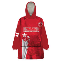 Custom England Cricket Wearable Blanket Hoodie 3rd Champions World Cup Proud - Wonder Print Shop