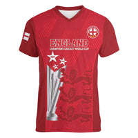 Custom England Cricket Women V-Neck T-Shirt 3rd Champions World Cup Proud - Wonder Print Shop
