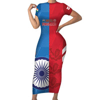 Custom India And England Cricket Short Sleeve Bodycon Dress 2024 Together Dynamic Version - Wonder Print Shop