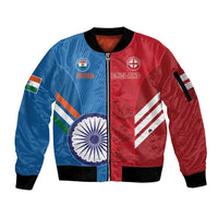 Custom India And England Cricket Sleeve Zip Bomber Jacket 2024 Together Dynamic Version - Wonder Print Shop