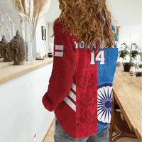 Custom India And England Cricket Women Casual Shirt 2024 Together Dynamic Version - Wonder Print Shop