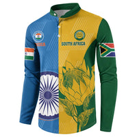 Custom India And South Africa Cricket Button Sweatshirt 2024 Together Dynamic Version - Wonder Print Shop