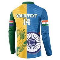 Custom India And South Africa Cricket Button Sweatshirt 2024 Together Dynamic Version - Wonder Print Shop