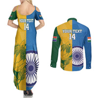 Custom India And South Africa Cricket Couples Matching Summer Maxi Dress and Long Sleeve Button Shirt 2024 Together Dynamic Version - Wonder Print Shop