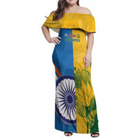 Custom India And South Africa Cricket Family Matching Off Shoulder Maxi Dress and Hawaiian Shirt 2024 Together Dynamic Version - Wonder Print Shop
