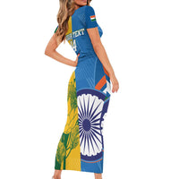Custom India And South Africa Cricket Short Sleeve Bodycon Dress 2024 Together Dynamic Version - Wonder Print Shop