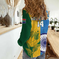 Custom India And South Africa Cricket Women Casual Shirt 2024 Together Dynamic Version - Wonder Print Shop