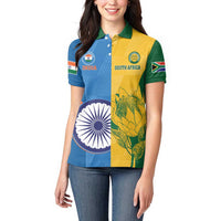 Custom India And South Africa Cricket Women Polo Shirt 2024 Together Dynamic Version - Wonder Print Shop