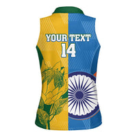 Custom India And South Africa Cricket Women Sleeveless Polo Shirt 2024 Together Dynamic Version - Wonder Print Shop