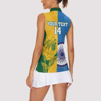 Custom India And South Africa Cricket Women Sleeveless Polo Shirt 2024 Together Dynamic Version - Wonder Print Shop