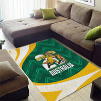Australia 2026 Soccer Area Rug Go Socceroos Kangaroo Mascot Green Sporty