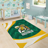 Australia 2026 Soccer Area Rug Go Socceroos Kangaroo Mascot Green Sporty