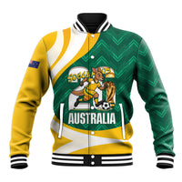 Australia 2026 Soccer Custom Baseball Jacket Go Socceroos Kangaroo Mascot Green Sporty