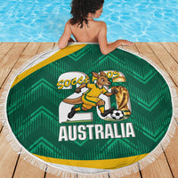 Australia 2026 Soccer Beach Blanket Go Socceroos Kangaroo Mascot Green Sporty