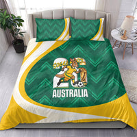 Australia 2026 Soccer Bedding Set Go Socceroos Kangaroo Mascot Green Sporty
