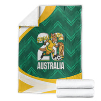 Australia 2026 Soccer Blanket Go Socceroos Kangaroo Mascot Green Sporty