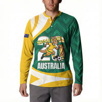 Australia 2026 Soccer Custom Button Sweatshirt Go Socceroos Kangaroo Mascot Green Sporty