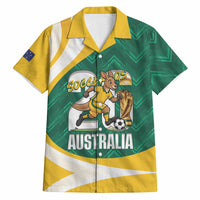 Australia 2026 Soccer Custom Hawaiian Shirt Go Socceroos Kangaroo Mascot Green Sporty