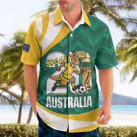 Australia 2026 Soccer Custom Hawaiian Shirt Go Socceroos Kangaroo Mascot Green Sporty