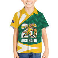 Australia 2026 Soccer Custom Hawaiian Shirt Go Socceroos Kangaroo Mascot Green Sporty