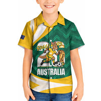 Australia 2026 Soccer Custom Kid Hawaiian Shirt Go Socceroos Kangaroo Mascot Green Sporty