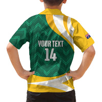 Australia 2026 Soccer Custom Kid Hawaiian Shirt Go Socceroos Kangaroo Mascot Green Sporty