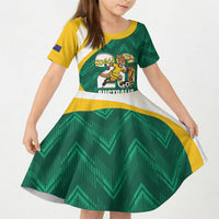 Australia 2026 Soccer Custom Kid Short Sleeve Dress Go Socceroos Kangaroo Mascot Green Sporty