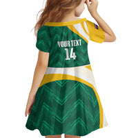Australia 2026 Soccer Custom Kid Short Sleeve Dress Go Socceroos Kangaroo Mascot Green Sporty