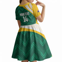 Australia 2026 Soccer Custom Kid Short Sleeve Dress Go Socceroos Kangaroo Mascot Green Sporty