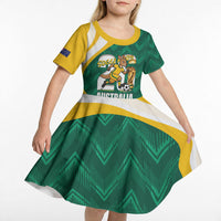 Australia 2026 Soccer Custom Kid Short Sleeve Dress Go Socceroos Kangaroo Mascot Green Sporty