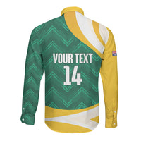 Australia 2026 Soccer Custom Long Sleeve Button Shirt Go Socceroos Kangaroo Mascot Green Sporty