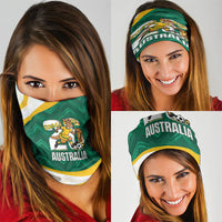 Australia 2026 Soccer Neck Gaiter Go Socceroos Kangaroo Mascot Green Sporty