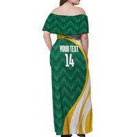 Australia 2026 Soccer Custom Off Shoulder Maxi Dress Go Socceroos Kangaroo Mascot Green Sporty