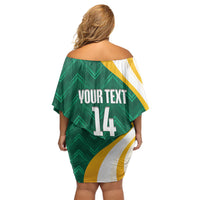 Australia 2026 Soccer Custom Off Shoulder Short Dress Go Socceroos Kangaroo Mascot Green Sporty