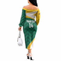 Australia 2026 Soccer Custom Off The Shoulder Long Sleeve Dress Go Socceroos Kangaroo Mascot Green Sporty