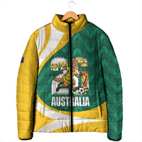 Australia 2026 Soccer Custom Padded Jacket Go Socceroos Kangaroo Mascot Green Sporty
