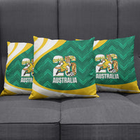 Australia 2026 Soccer Pillow Cover Go Socceroos Kangaroo Mascot Green Sporty