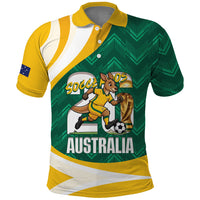 Australia 2026 Soccer Custom Polo Shirt Go Socceroos Kangaroo Mascot Green Sporty