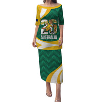 Australia 2026 Soccer Custom Puletasi Go Socceroos Kangaroo Mascot Green Sporty
