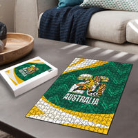 Australia 2026 Soccer Puzzle Go Socceroos Kangaroo Mascot Green Sporty