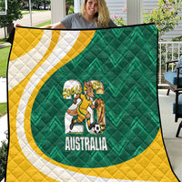 Australia 2026 Soccer Quilt Go Socceroos Kangaroo Mascot Green Sporty