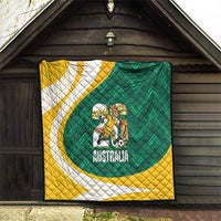 Australia 2026 Soccer Quilt Go Socceroos Kangaroo Mascot Green Sporty