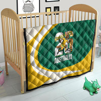Australia 2026 Soccer Quilt Go Socceroos Kangaroo Mascot Green Sporty