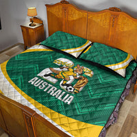 Australia 2026 Soccer Quilt Bed Set Go Socceroos Kangaroo Mascot Green Sporty