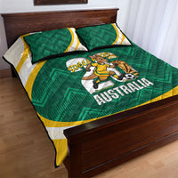 Australia 2026 Soccer Quilt Bed Set Go Socceroos Kangaroo Mascot Green Sporty